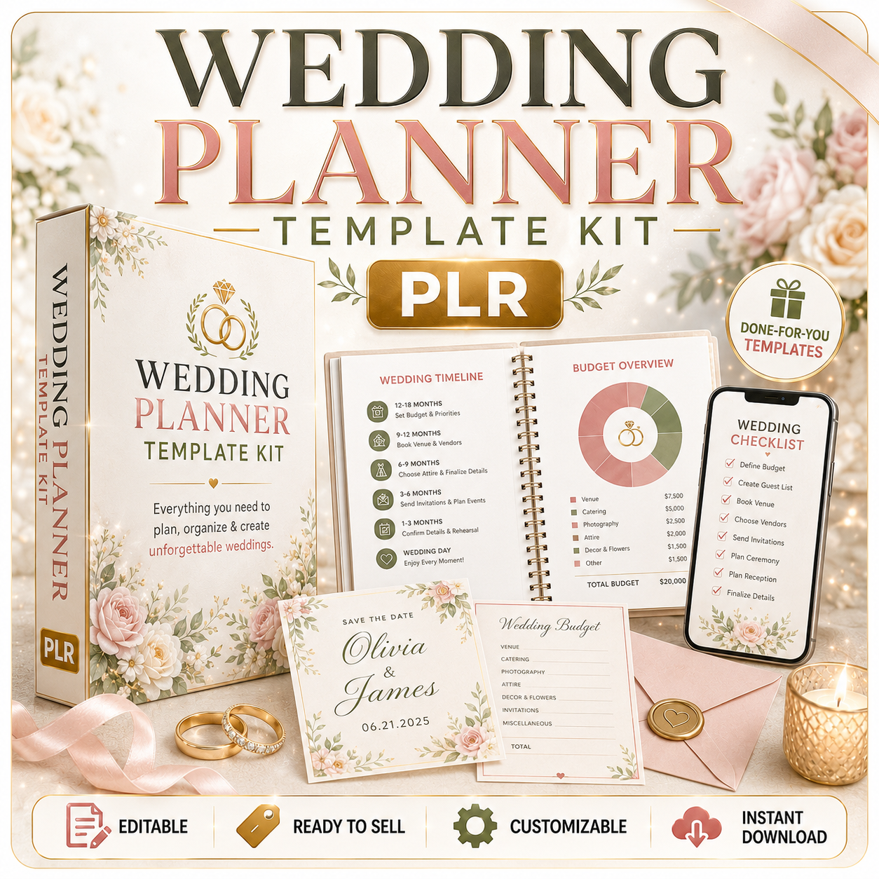 Wedding Planner Template Kit PLR Bundle