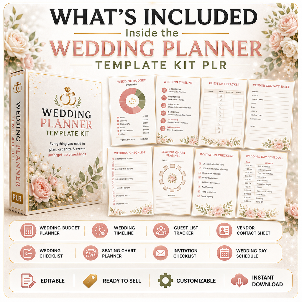 Wedding Planner Template Kit PLR Bundle