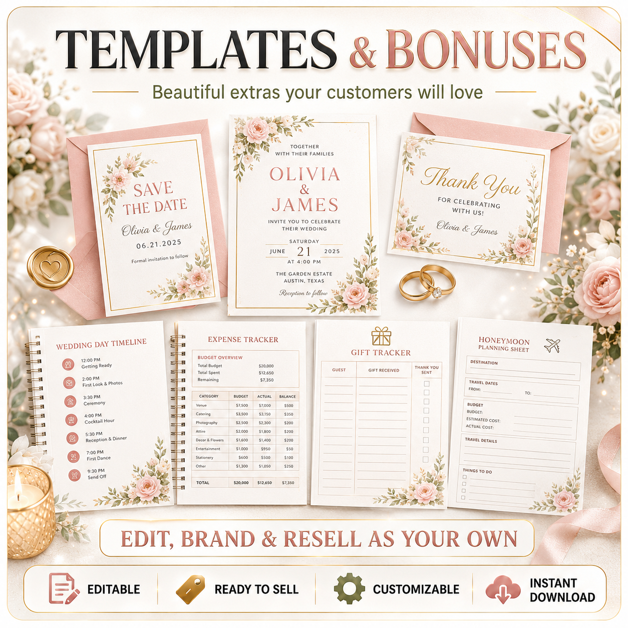 Wedding Planner Template Kit PLR Bundle