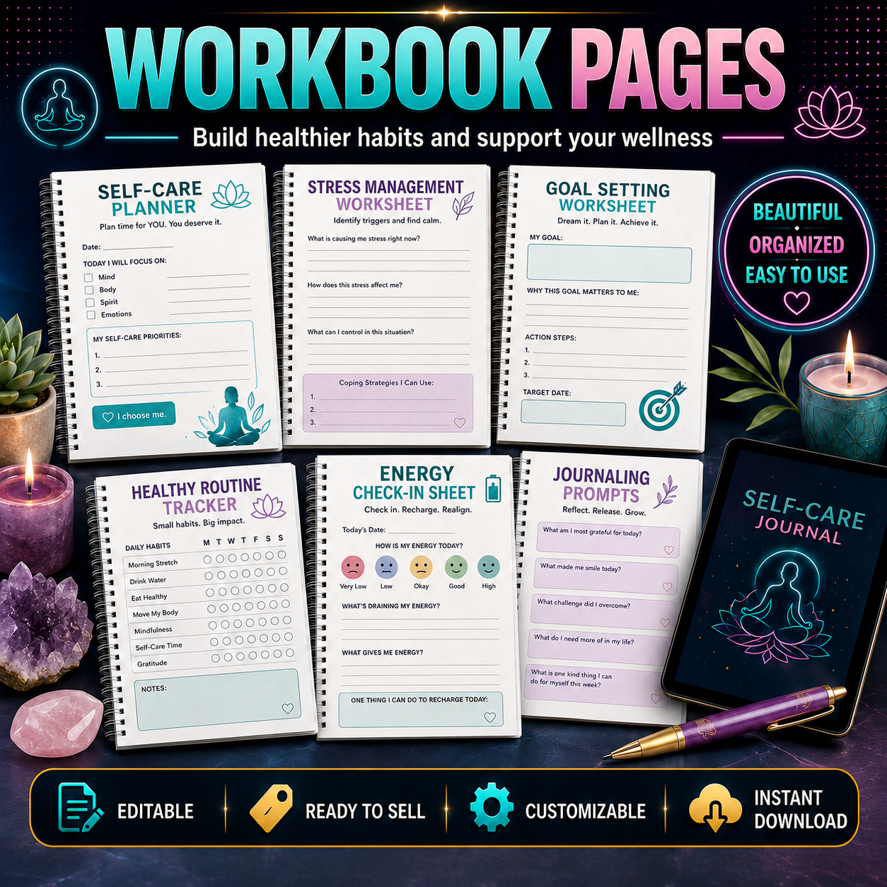 Self-Care Wellness Workbook PLR
